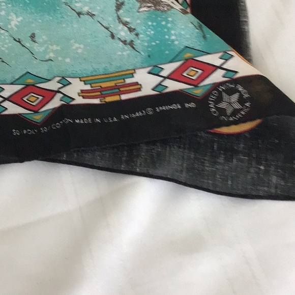 1980s southwestern bandana Native American on horseback preowned never used - Picture 2 of 3